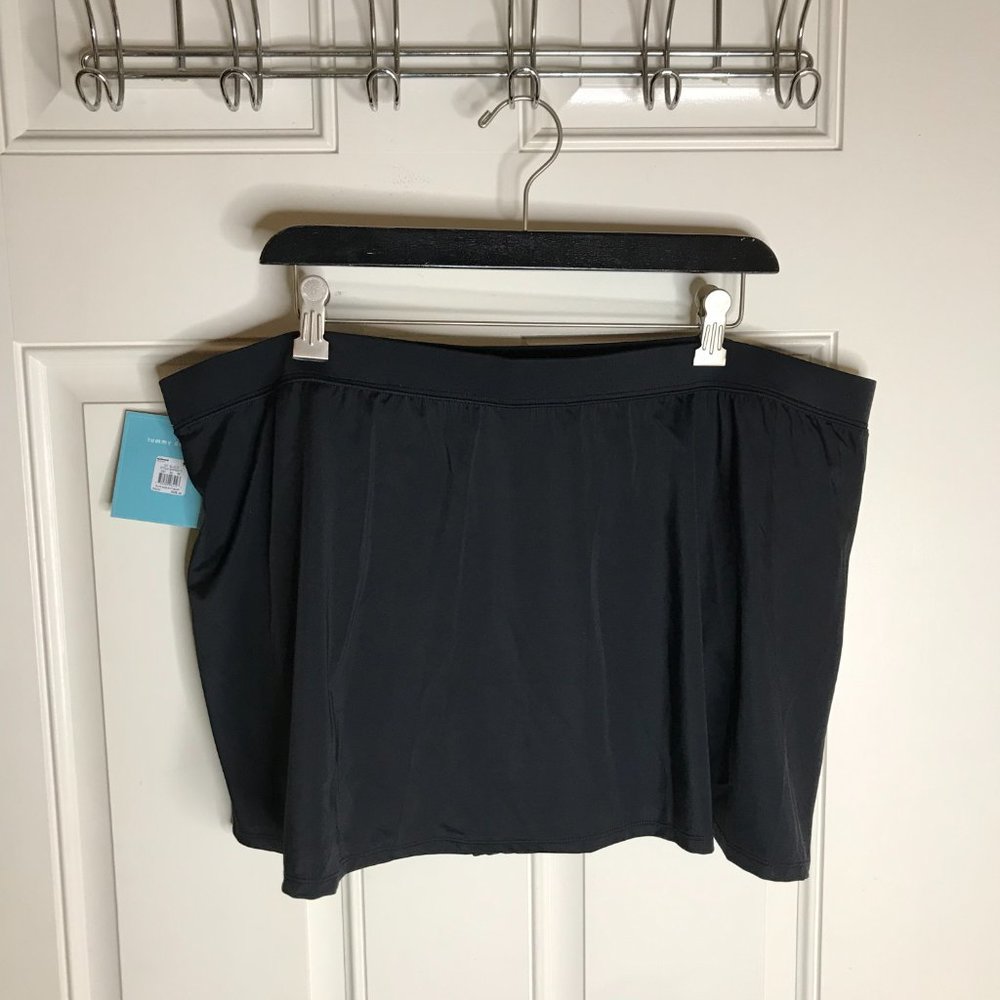 NWT Bal Harbour Women's Tummy Control Side Slit Swim Skirt Black ~ Size 2X - Picture 4 of 5